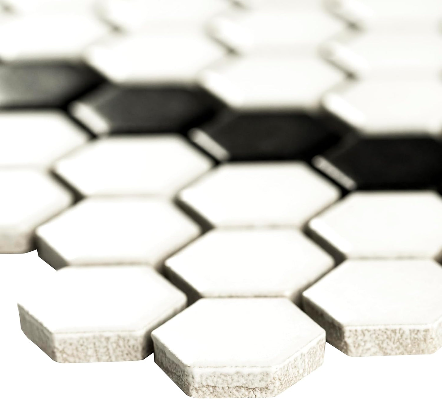 MSI White and Black 12 in. x 12 in. Hive Pattern Matte Porcelain Tile for Kitchen Backsplash, Floor and Wall Tiles, Shower Wall Mosaic