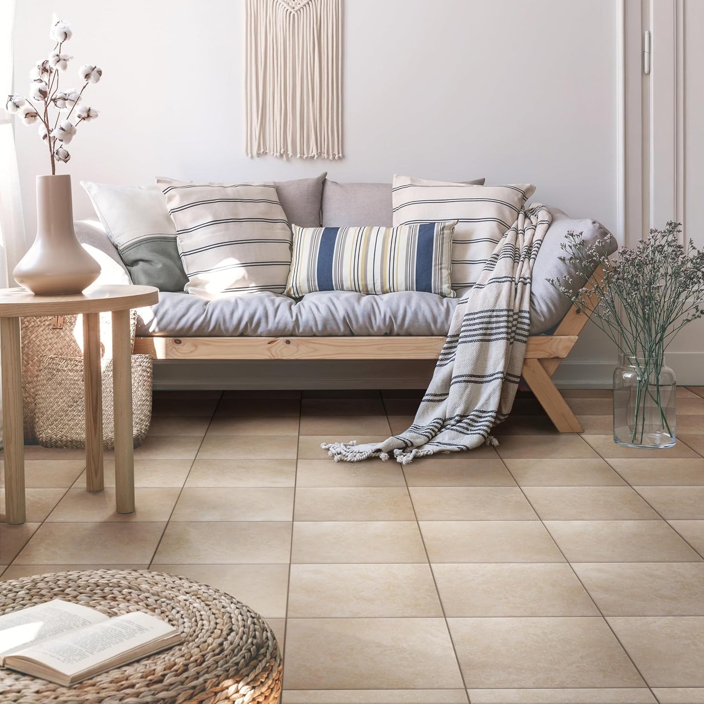 Roma Porcelain Floor and Wall Tile (Beige, Case)