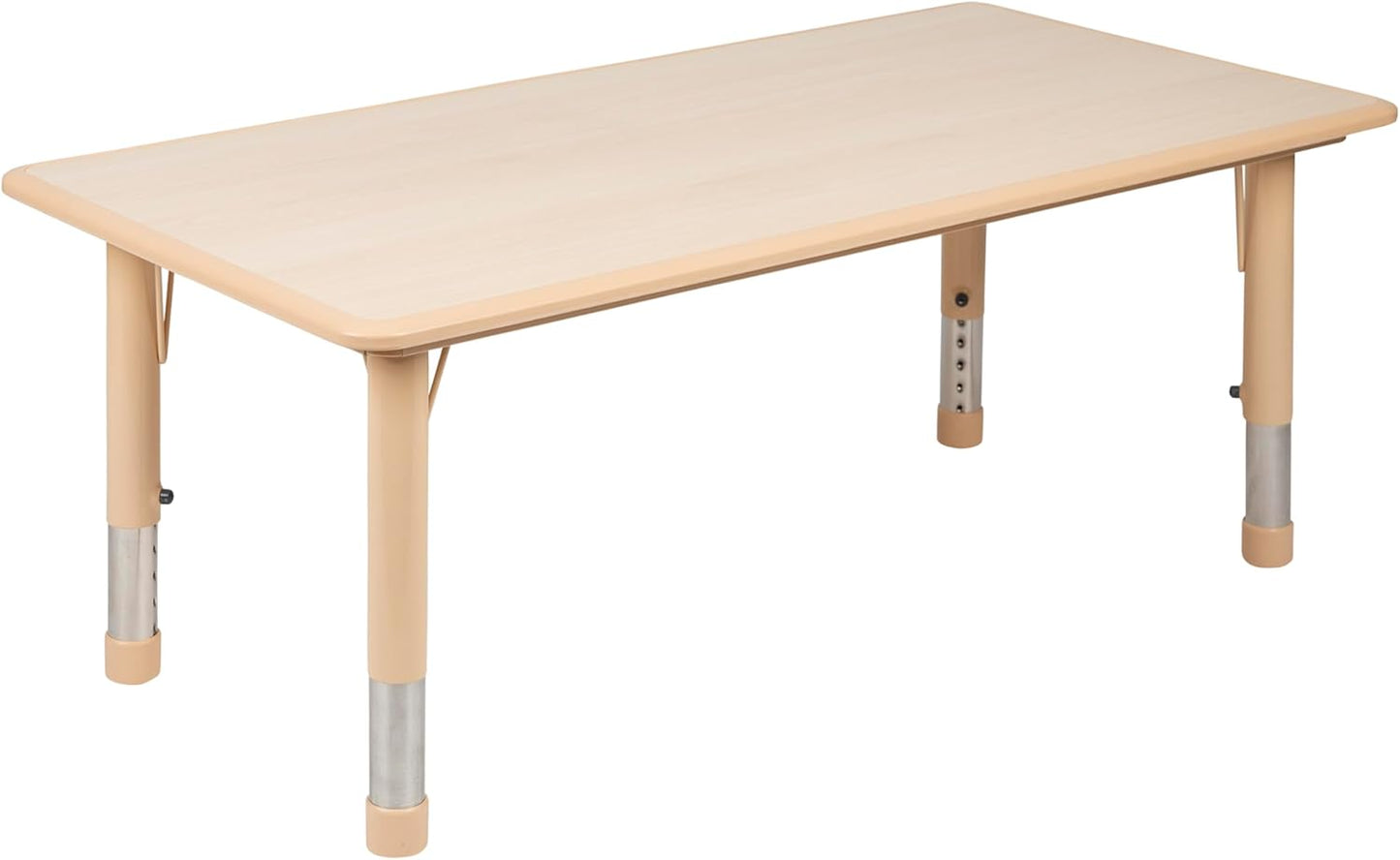 EMMA + OLIVER Adjustable Kids Activity Table for Home Use, Height-Adjustable Classroom Table for Kids, 23.625" W x 47.25" D x 14.5-23.5" H, Natural