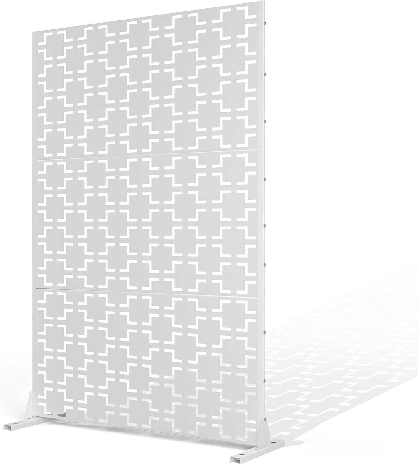 Metal Privacy Screen Outdoor Privacy Screen, Freestanding Fence Panel for Outside, 72''H×47''W, Decorative Screen Panel for Backyard/Patio/Deck