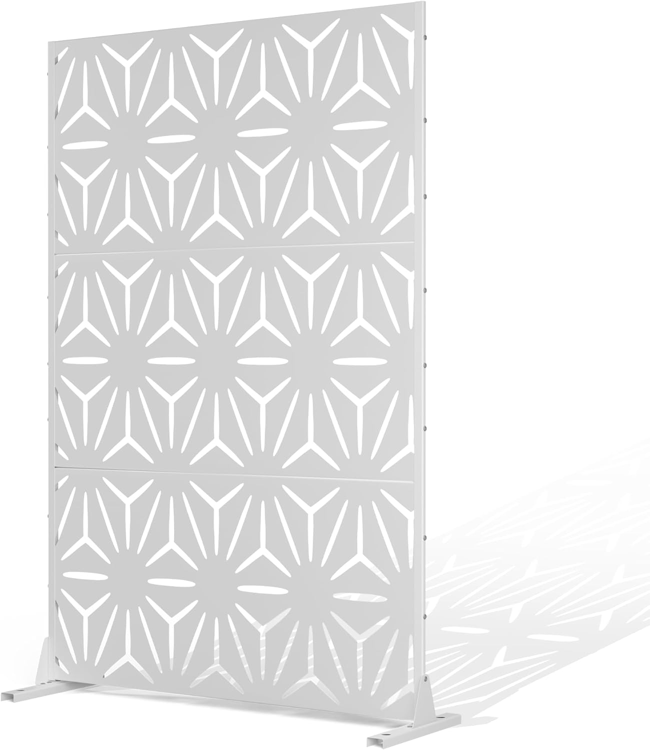 Metal Privacy Screen Outdoor Privacy Screen, Freestanding Fence Panel for Outside, 72''H×47''W, Decorative Screen Panel for Backyard/Patio/Deck