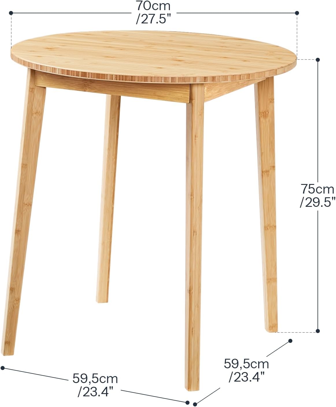 HOOBRO Bamboo Dining Table, Round Dining Table for 2, 27.5" Kitchen Table for Small Space, Writing Table, Easy to Assemble, for Dining Room, Living Room, Office, Kitchen, Apartment, Natural YL71CZ01