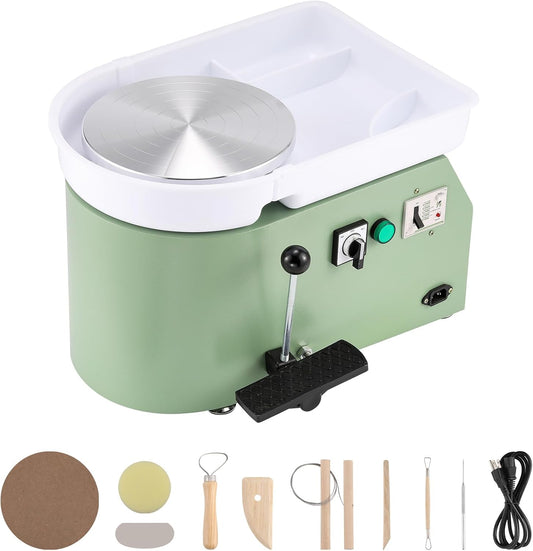 Huanyu Pottery Wheel Ceramic Machine 10" with Foot Pedal, Electric Pottery Machine with Detachable Basin for Beginner Potters Adults