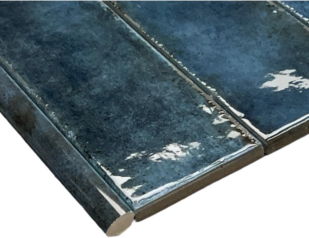 Tenedos Scandiano Handmade Glossy 2.5x10 Subway Porcelain Wall Tile backsplash for Kitchen, Bathroom Shower, Accent Decor, Fireplace (Dark Green, Box of 50 Pieces) (8 Square feet)