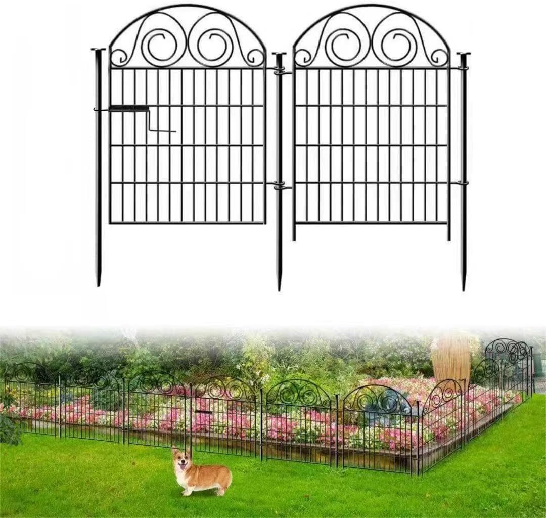 Tall Garden Fence Animal Barrier with Gate, 40 in(H) 12 Panels Garden Fences and Borders for Dogs, Dog Fence Outdoor for Yard, Total Length 26.2 Ft Metal Temporary Fencing│Patented