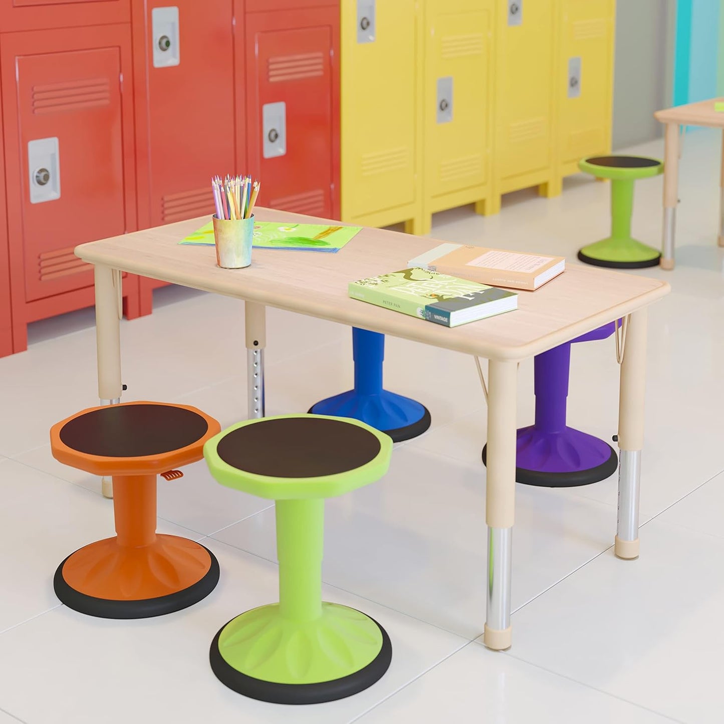 EMMA + OLIVER Adjustable Kids Activity Table for Home Use, Height-Adjustable Classroom Table for Kids, 23.625" W x 47.25" D x 14.5-23.5" H, Natural