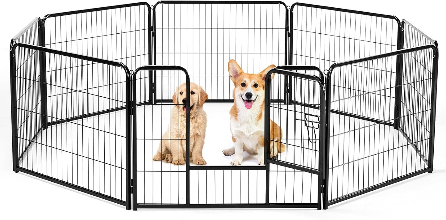 SMUG Heavy-Duty Iron Dog Playpen – 16 Panels 24” Durable, Rust-Resistant Pet Fence for Indoor & Outdoor Use, Secure & Spacious Pet Play Area for Dogs, Puppies & Small Animals