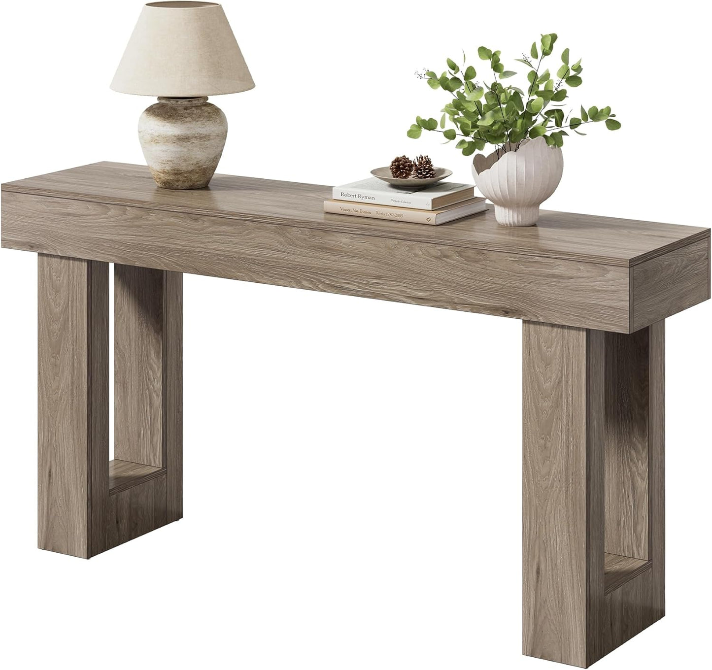 LITTLE TREE 63 Inches Long Console Table for Entryway, Sofa Table Behind Couch, Wooden Entry Table Foyer Hallway Table, Industrial Console Sofa Table for Living Room, Oak Color