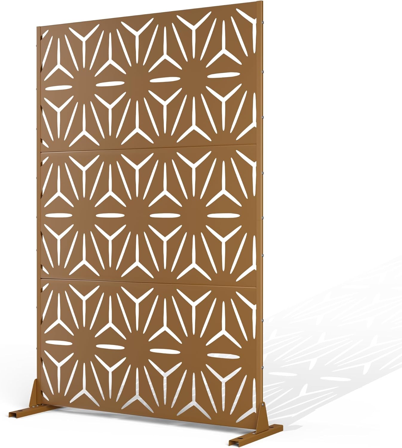 Metal Privacy Screen Outdoor Privacy Screen, Freestanding Fence Panel for Outside, 72''H×47''W, Decorative Screen Panel for Backyard/Patio/Deck