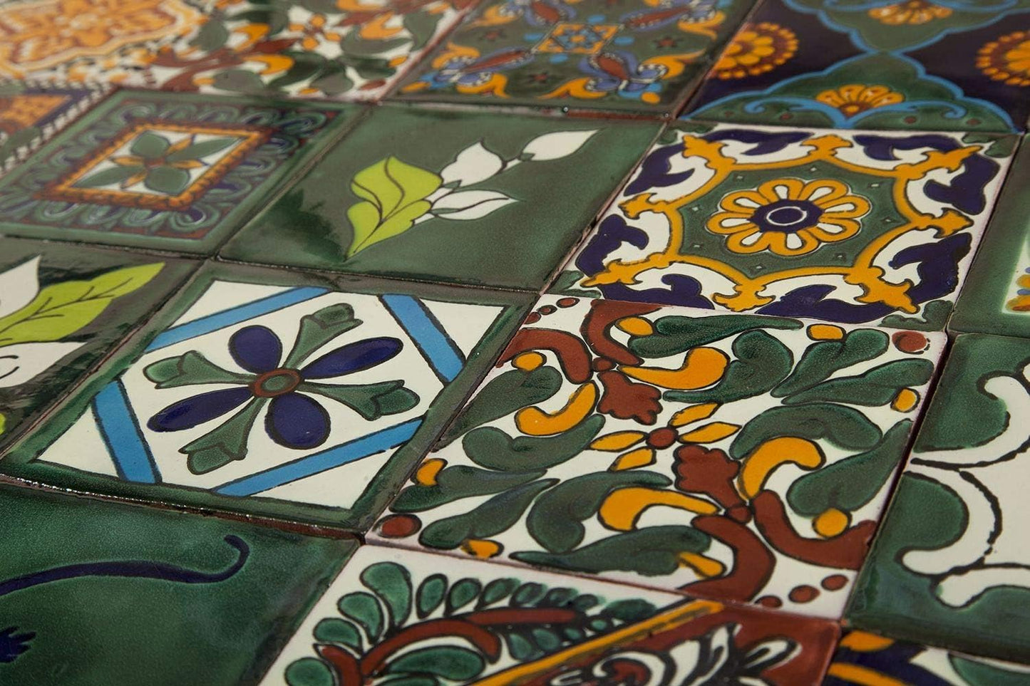 Mexican Ceramic Tiles 4x4 - Verde by Cerames - 30 Decorative Mexican Mosaic Tiles for Bathroom, Kitchen, Shower, Stairs, Living Room, Kitchen backsplash | Mexican Tiles backsplash Talavera