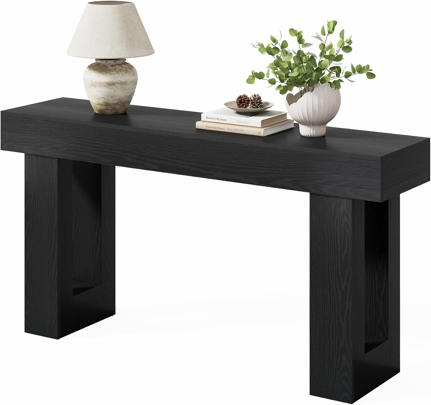 LITTLE TREE 63 Inches Long Console Table for Entryway, Sofa Table Behind Couch, Wooden Entry Table Foyer Hallway Table, Industrial Console Sofa Table for Living Room, Oak Color