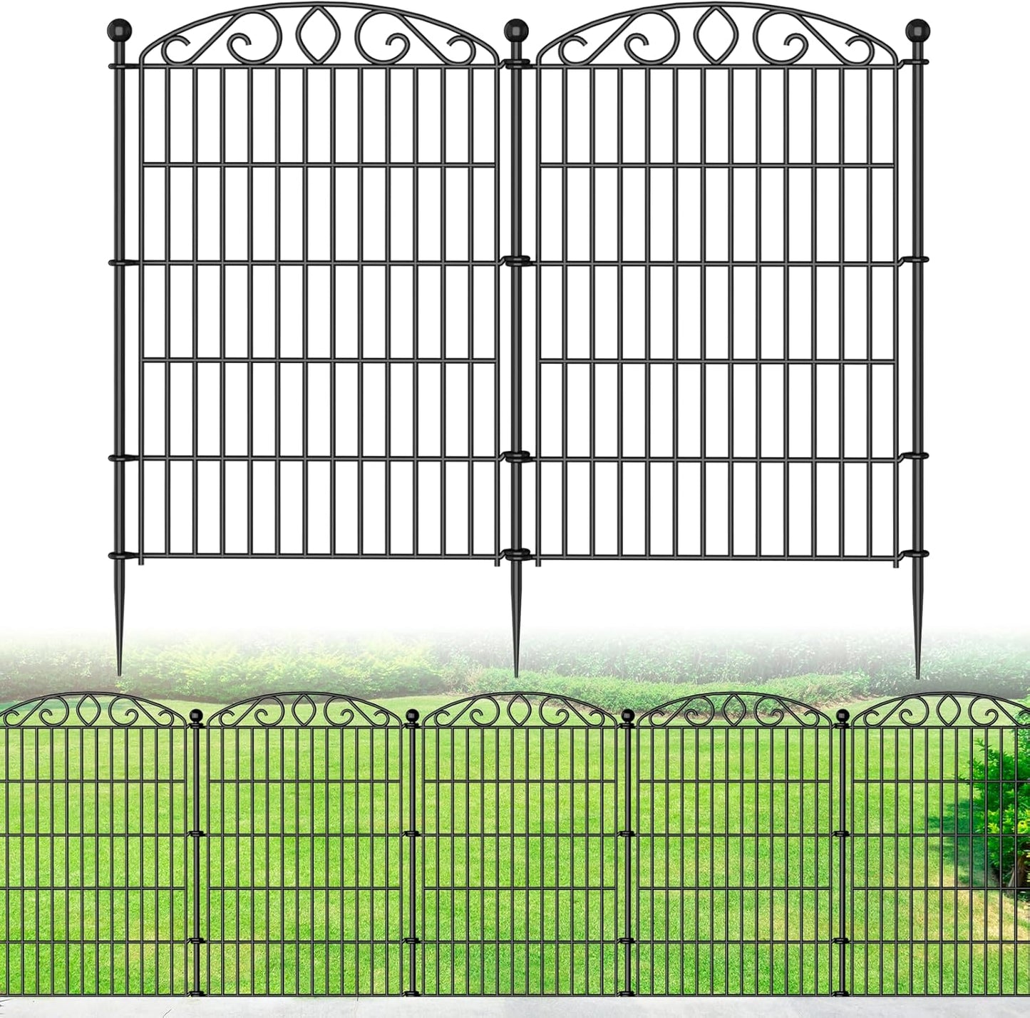 Garden Fence 12 Panel - 30in H x 23.6ft L, No Dig Rustproof Metal Tall Animal Barrier for Dogs Rabbits, Decorative Outdoor Border for Yard, Patio, and Flower Beds