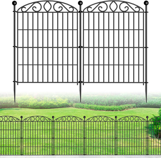 Garden Fence 12 Panel - 30in H x 23.6ft L, No Dig Rustproof Metal Tall Animal Barrier for Dogs Rabbits, Decorative Outdoor Border for Yard, Patio, and Flower Beds