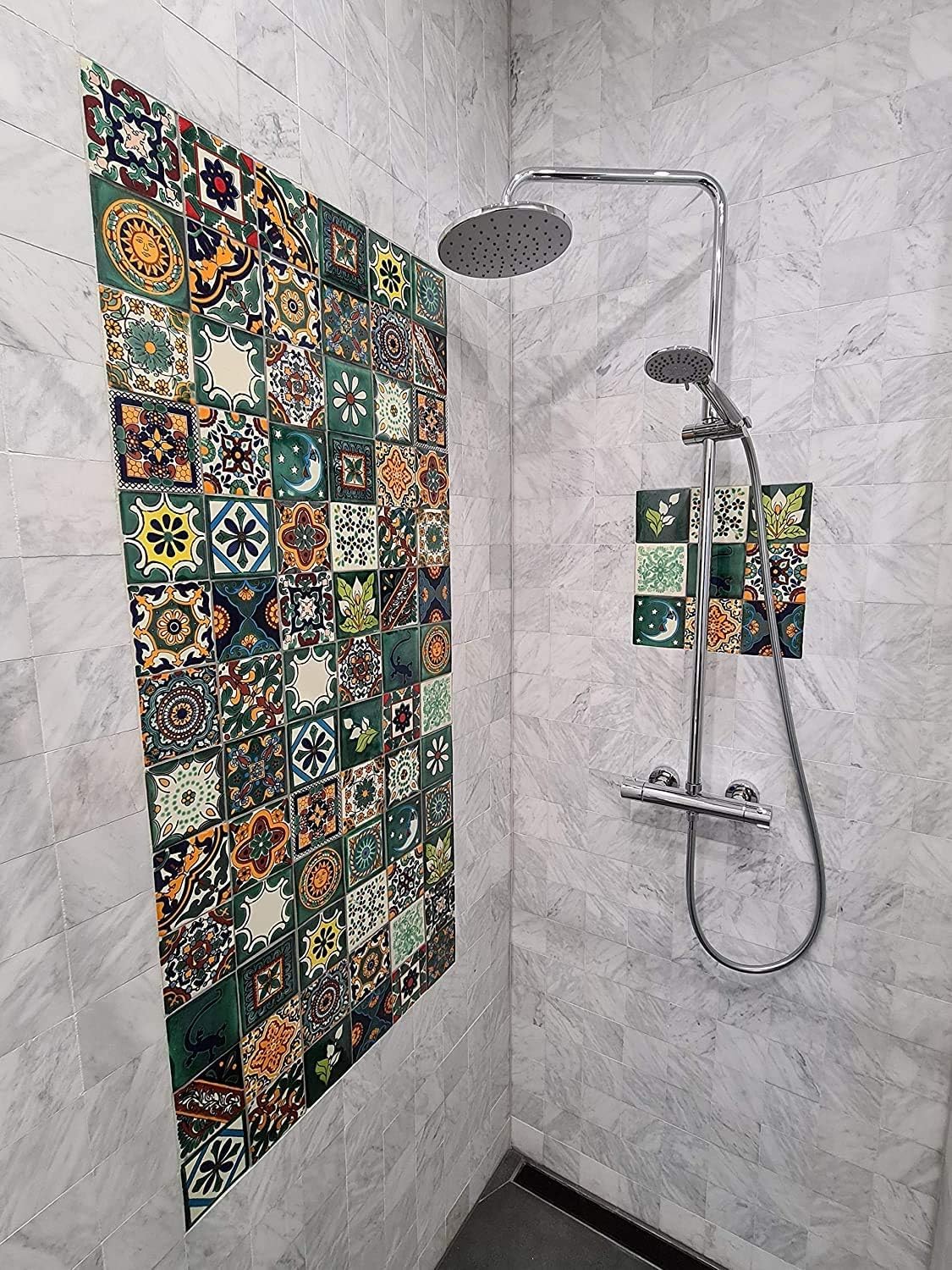Mexican Ceramic Tiles 4x4 - Verde by Cerames - 30 Decorative Mexican Mosaic Tiles for Bathroom, Kitchen, Shower, Stairs, Living Room, Kitchen backsplash | Mexican Tiles backsplash Talavera