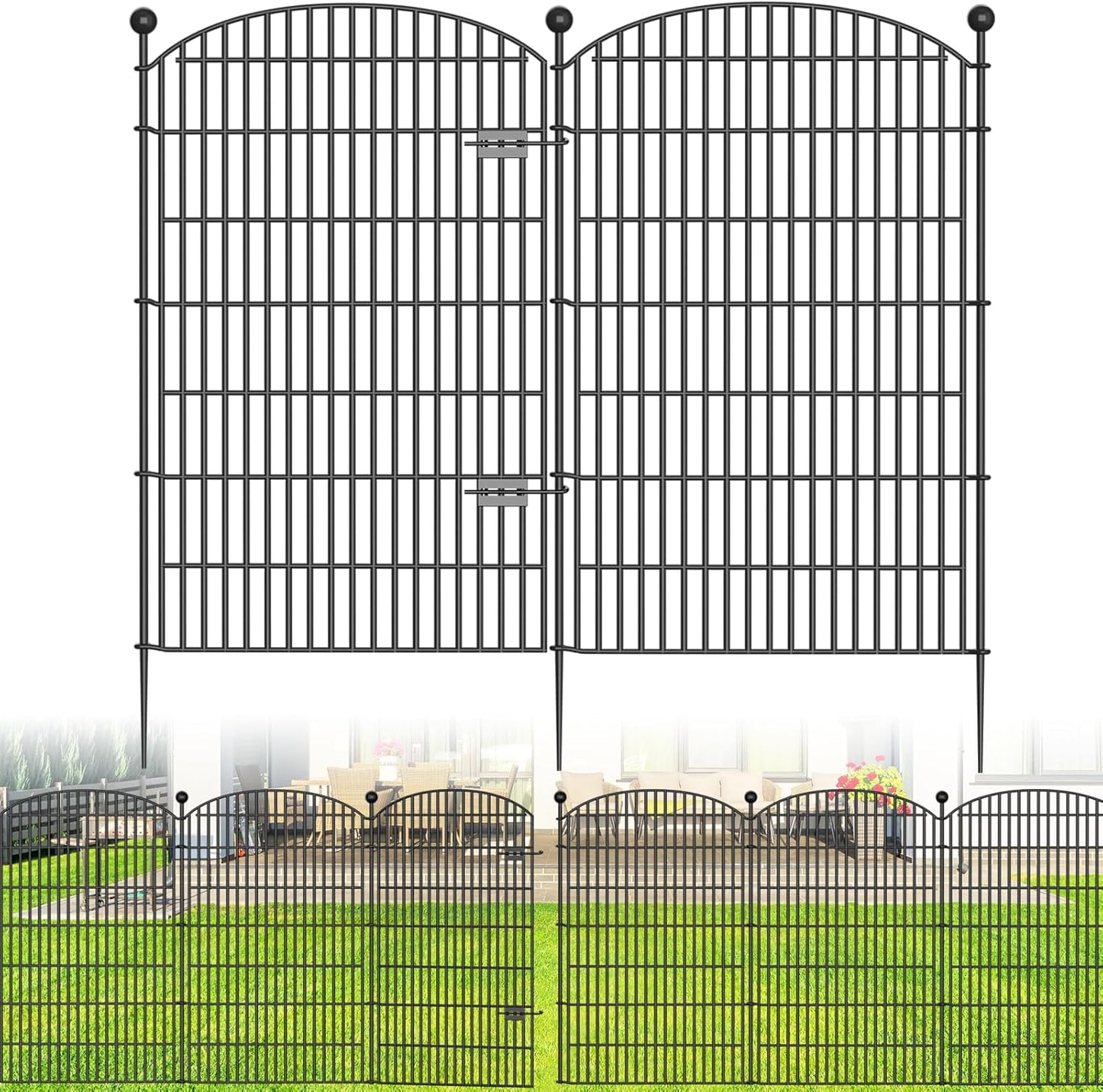10 Panels Decorative Garden Fence - 32 in (H) x 23.6 ft (L) No Dig Dog Fence Outdoor for Yard, Rustproof Tall Garden Fencecing Panels, Animal Barrier Suitable for Yard Border, Patio, and Outdoor Use