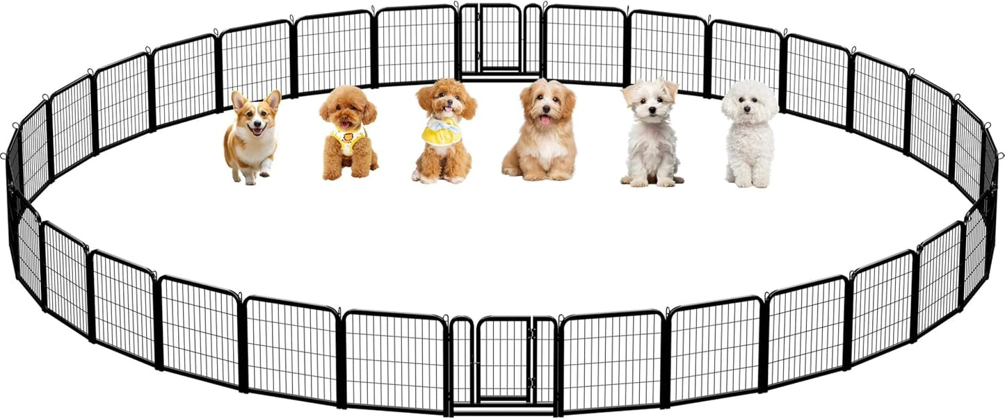 Yaheetech Dog Playpen Outdoor, 24 inch 16 Panels Dog Pen Indoor Heavy Duty Puppy Exercise Pen Metal Pet Fence for RV Camping/Yard/Garden