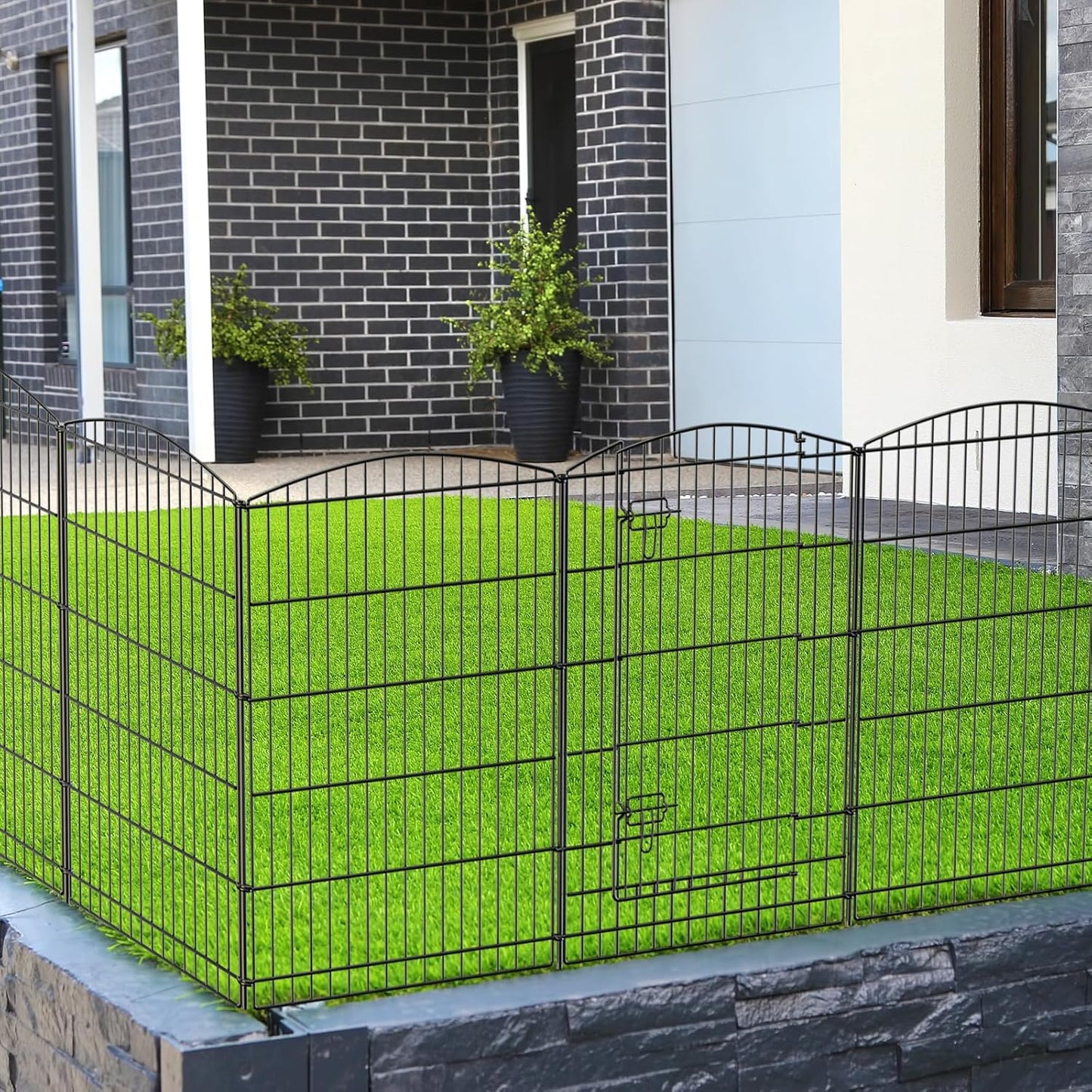 INJOPEXI Decorative Garden Fence 12 Panels 26ft (L)×36in (H) Garden Fences with 11 Panels + 1 Gate, No Dig Animal Barrier Rabbit Fencing Rustproof Metal Wire Temporary Dog Fence for Patio Outdoor Yard