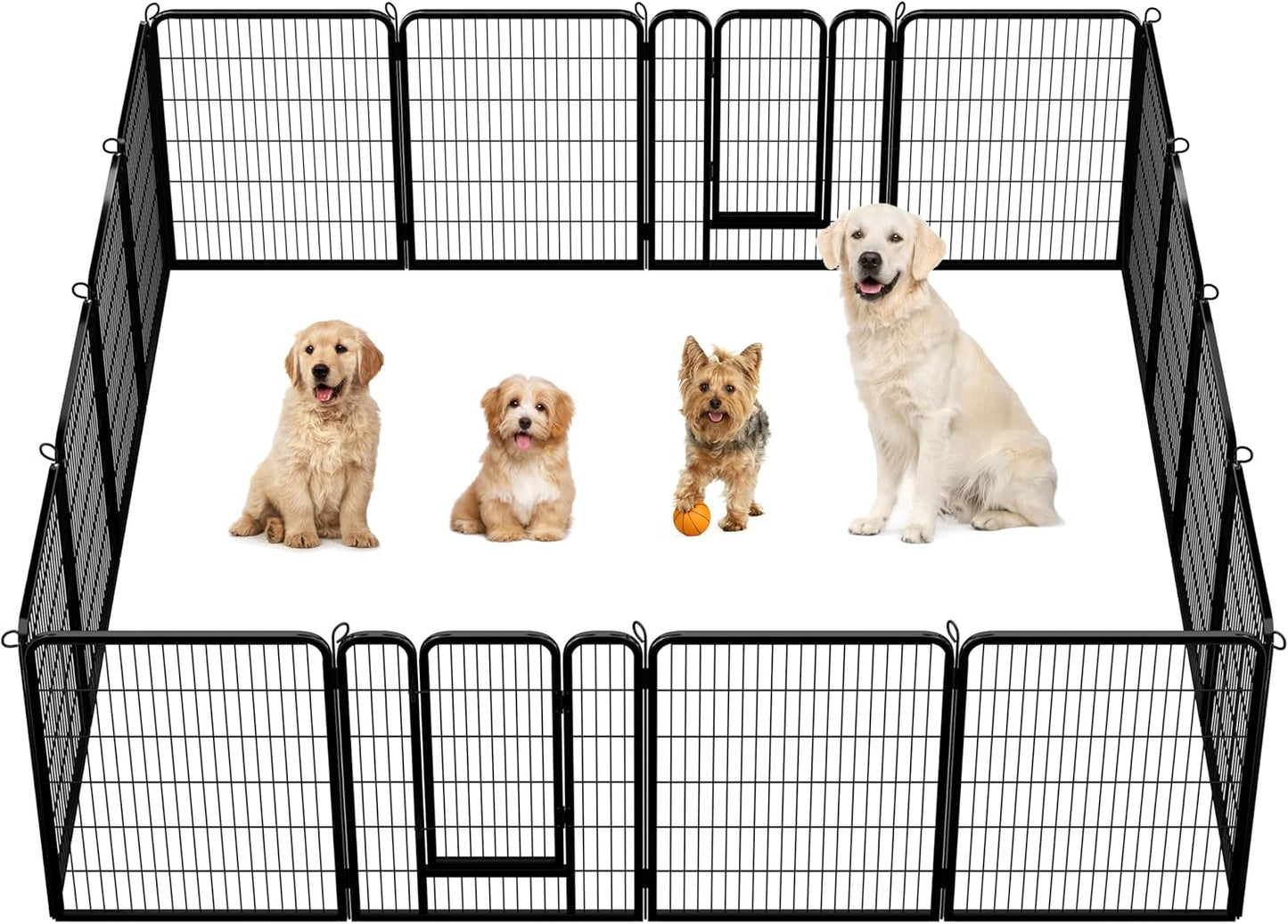 Yaheetech Dog Playpen Outdoor, 24 inch 16 Panels Dog Pen Indoor Heavy Duty Puppy Exercise Pen Metal Pet Fence for RV Camping/Yard/Garden
