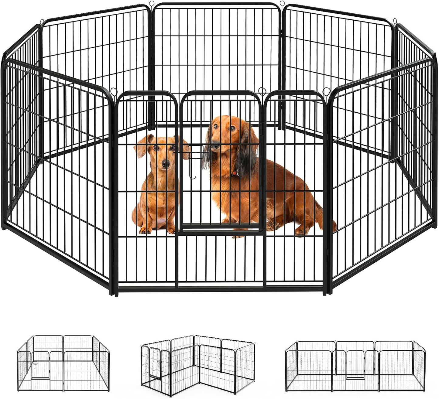 SMUG Heavy-Duty Iron Dog Playpen – 16 Panels 24” Durable, Rust-Resistant Pet Fence for Indoor & Outdoor Use, Secure & Spacious Pet Play Area for Dogs, Puppies & Small Animals