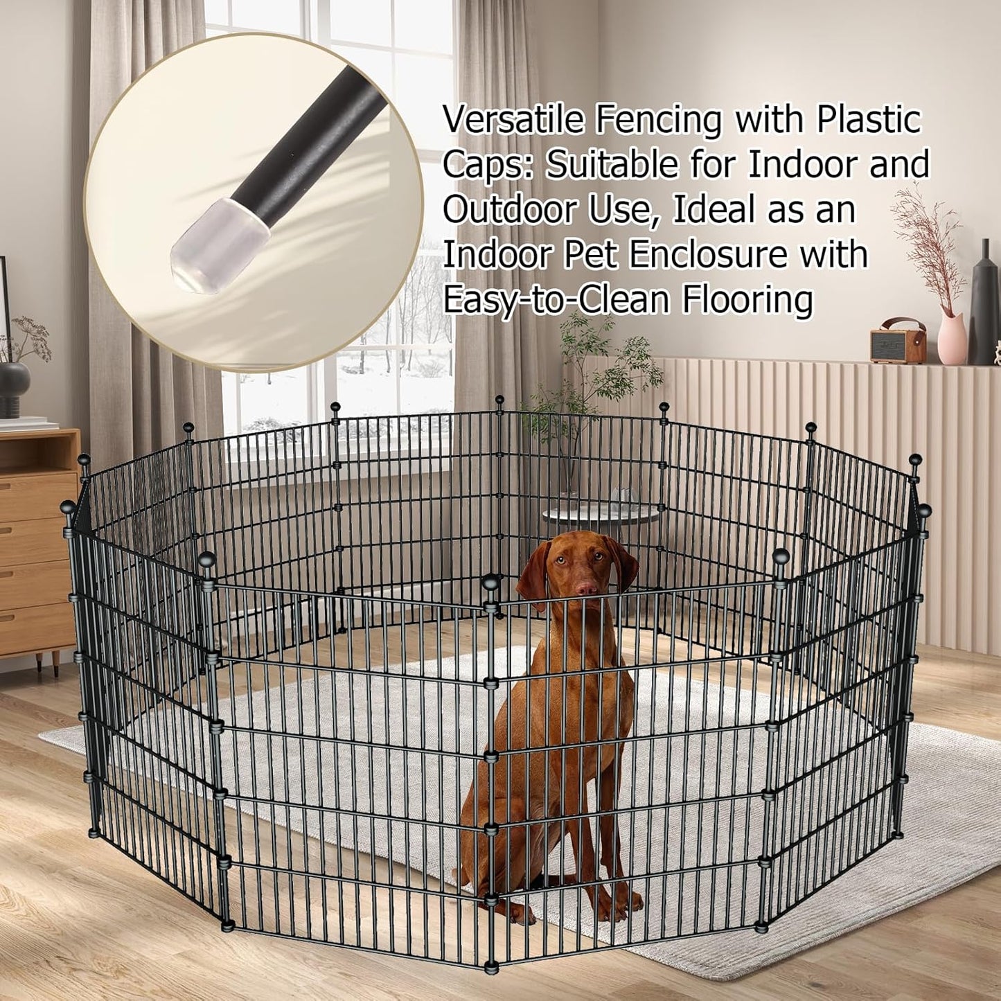 10 Panels Garden Fence Dog Fence Outdoor for Yard,32in H x 23.6ft L Rustproof Metal Fencing with Ground Stakes|No Dig Temporary Animal Proof Containment for Pets/Rabbits|Durable Patio Security Panels