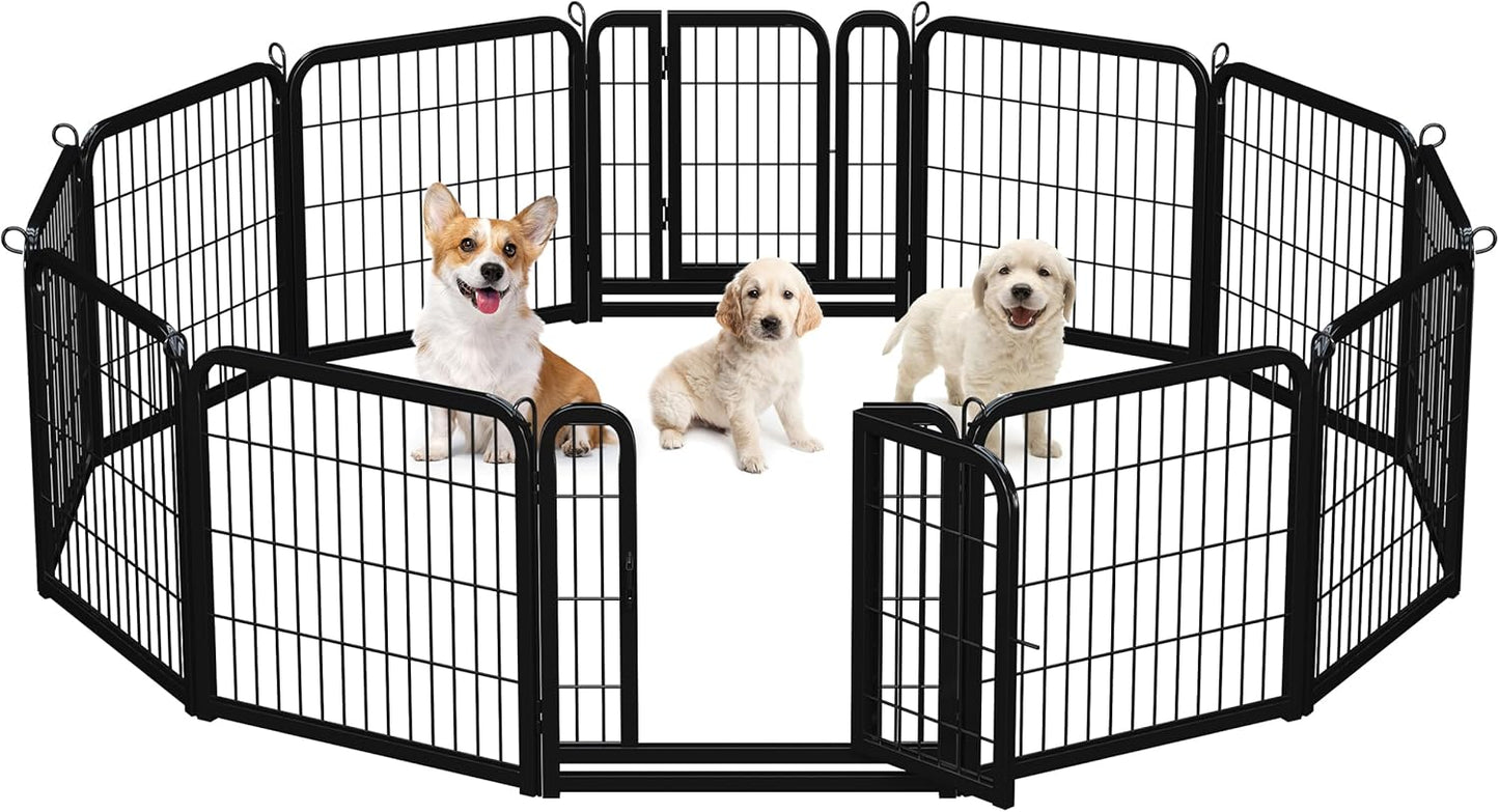Yaheetech Dog Playpen Outdoor, 24 inch 16 Panels Dog Pen Indoor Heavy Duty Puppy Exercise Pen Metal Pet Fence for RV Camping/Yard/Garden