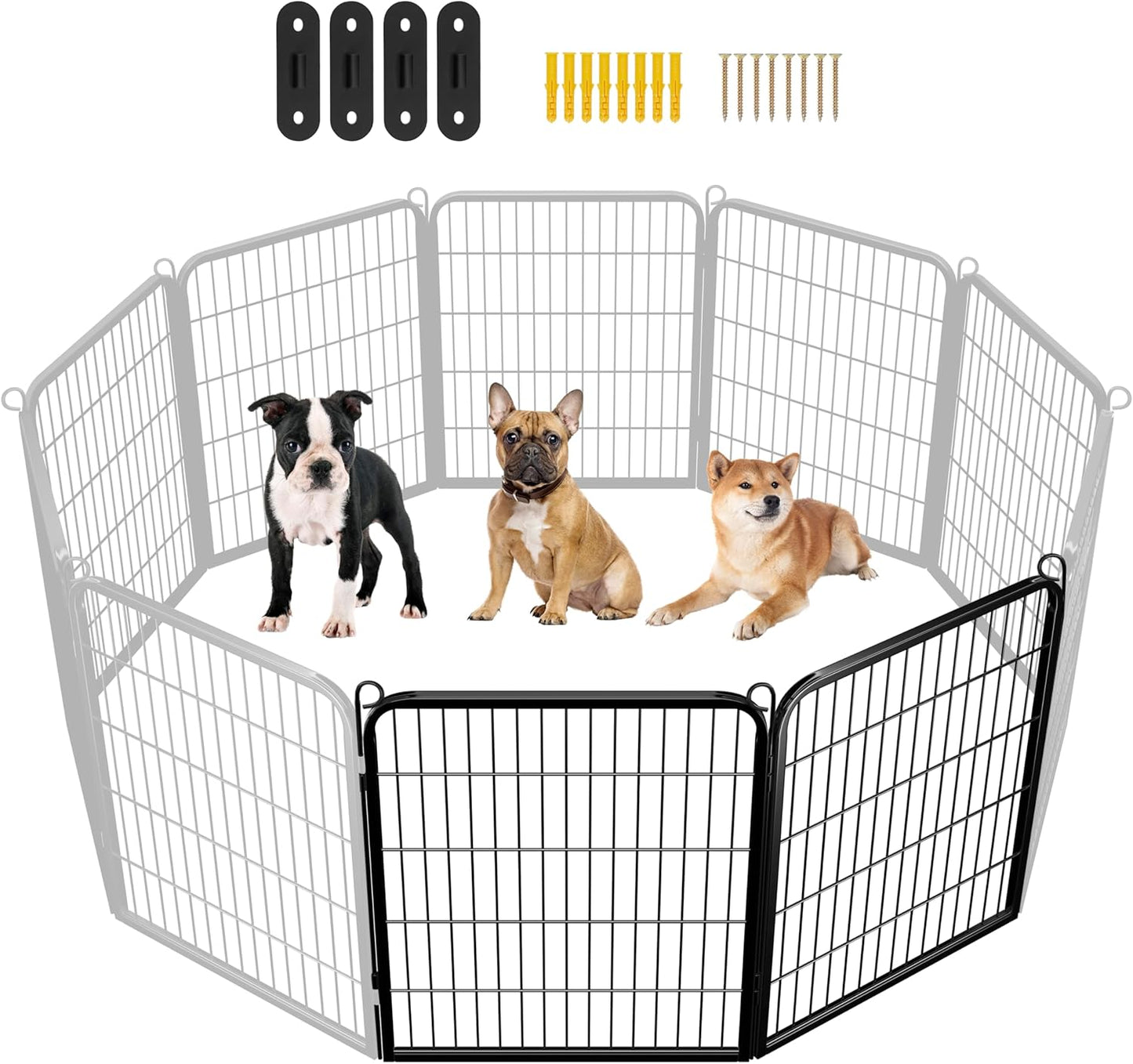 Yaheetech Dog Playpen Outdoor, 24 inch 16 Panels Dog Pen Indoor Heavy Duty Puppy Exercise Pen Metal Pet Fence for RV Camping/Yard/Garden