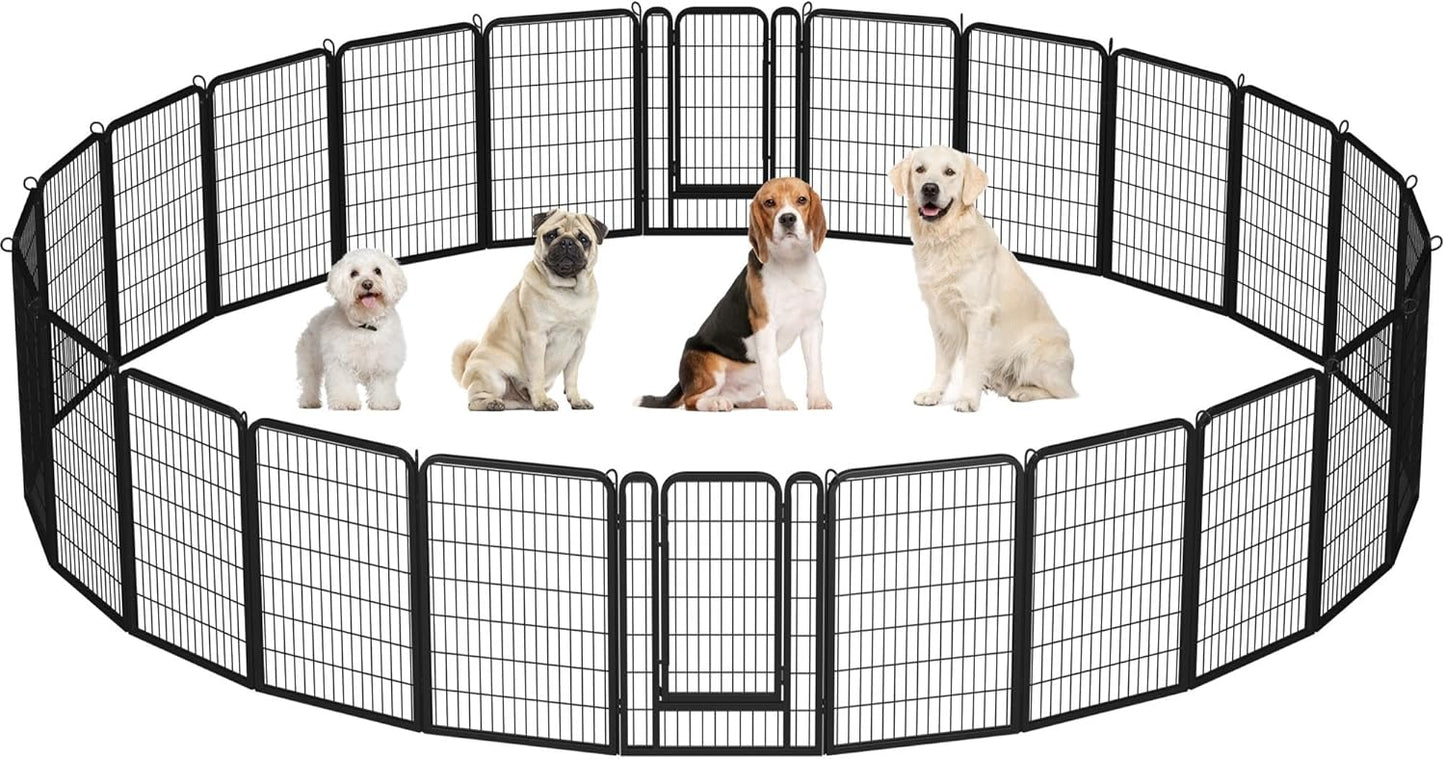 Yaheetech Dog Playpen Outdoor, 24 inch 16 Panels Dog Pen Indoor Heavy Duty Puppy Exercise Pen Metal Pet Fence for RV Camping/Yard/Garden