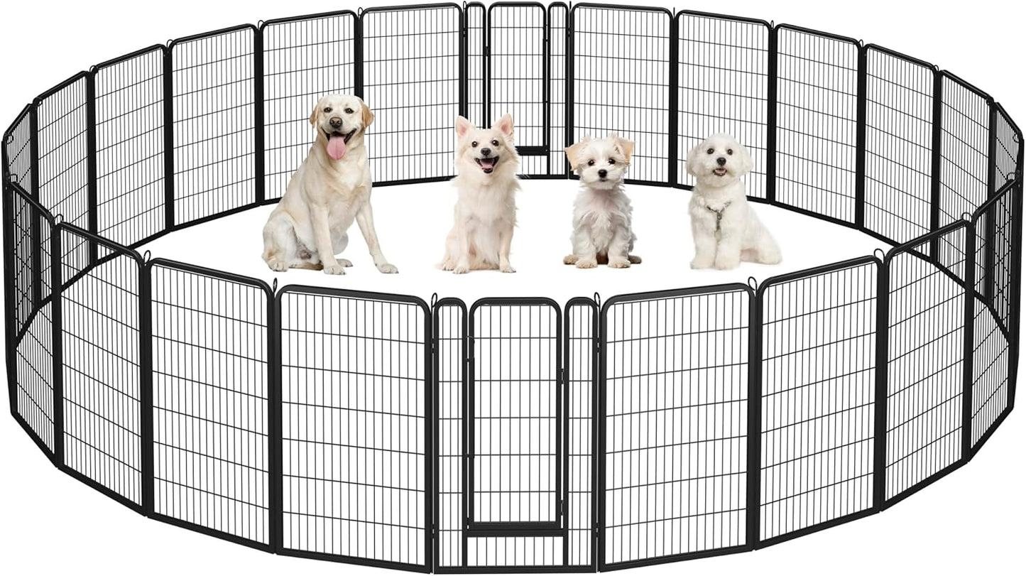 Yaheetech Dog Playpen Outdoor, 24 inch 16 Panels Dog Pen Indoor Heavy Duty Puppy Exercise Pen Metal Pet Fence for RV Camping/Yard/Garden