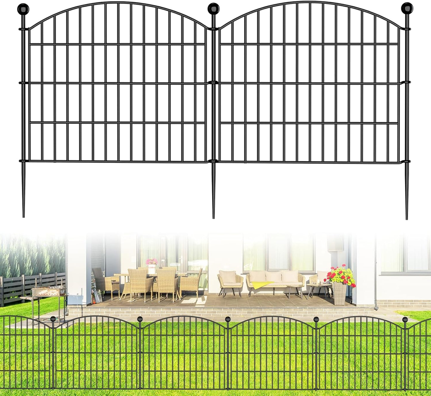 10 Panels Decorative Garden Fence - 32 in (H) x 23.6 ft (L) No Dig Dog Fence Outdoor for Yard, Rustproof Tall Garden Fencecing Panels, Animal Barrier Suitable for Yard Border, Patio, and Outdoor Use