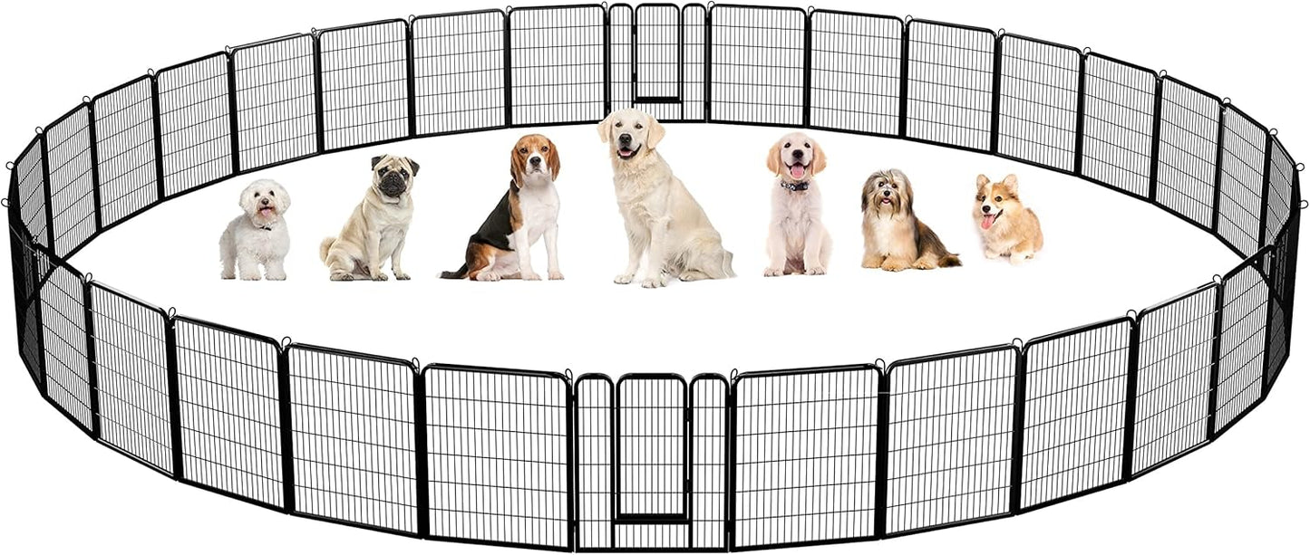 Yaheetech Dog Playpen Outdoor, 24 inch 16 Panels Dog Pen Indoor Heavy Duty Puppy Exercise Pen Metal Pet Fence for RV Camping/Yard/Garden