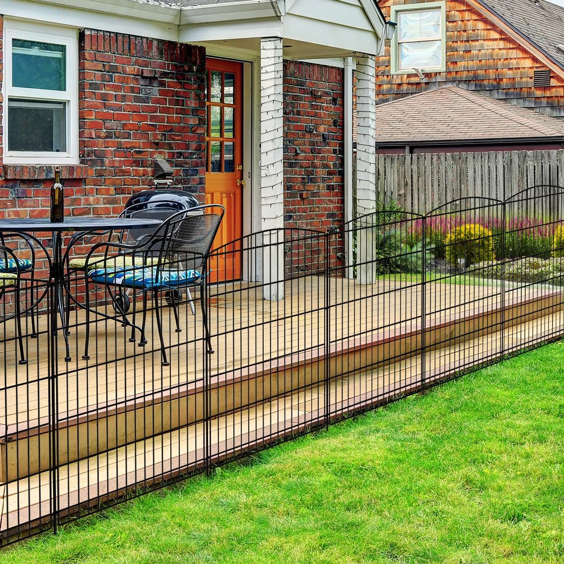 INJOPEXI Decorative Garden Fence 12 Panels 26ft (L)×36in (H) Garden Fences with 11 Panels + 1 Gate, No Dig Animal Barrier Rabbit Fencing Rustproof Metal Wire Temporary Dog Fence for Patio Outdoor Yard