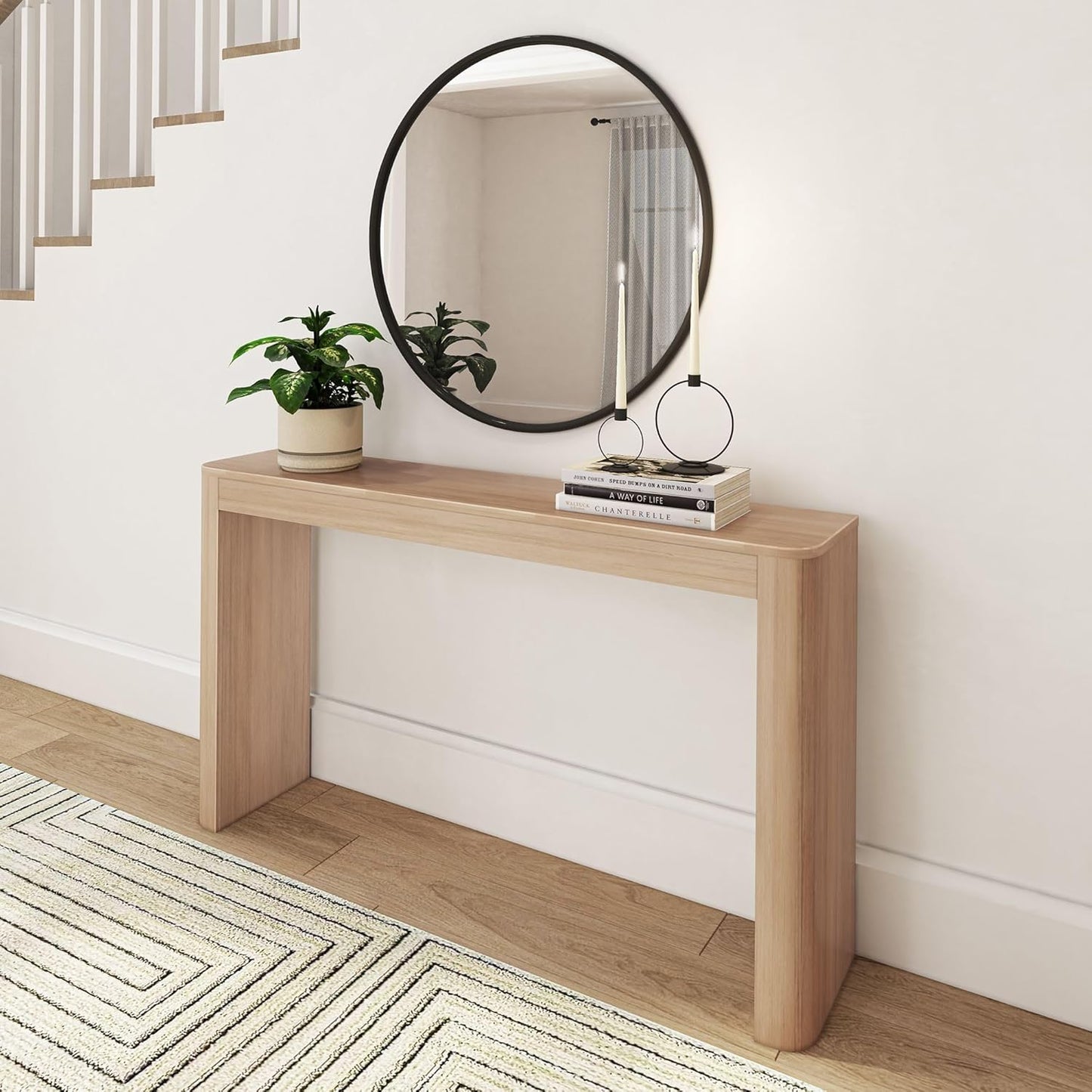 Plank+Beam Forma Console Table, 46 Inch, Solid Wood Sofa Table, Entryway Table for Hallway, Narrow Behind The Couch Table, Console Tables for Entryway, Living Room, Foyer, Easy Assembly, Walnut
