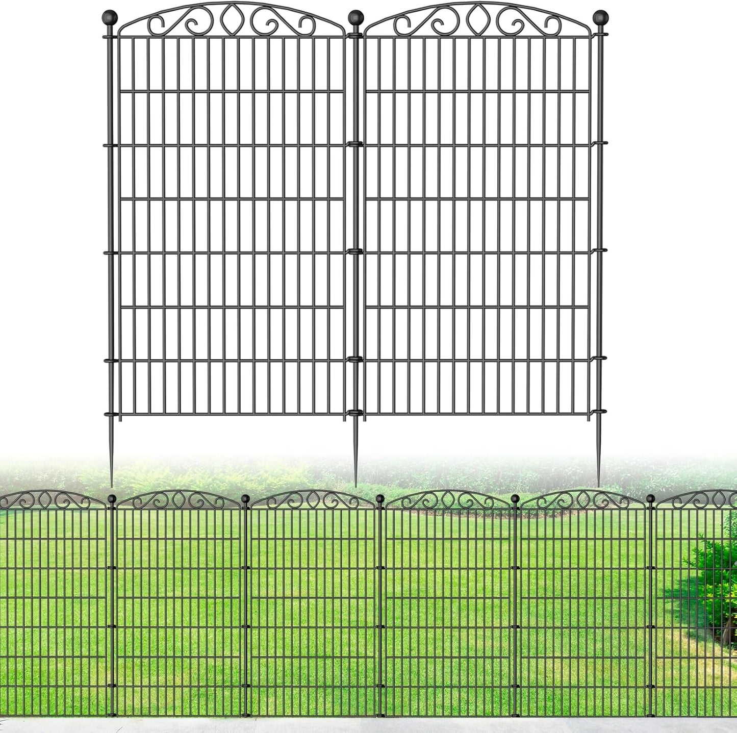 Garden Fence 12 Panel - 30in H x 23.6ft L, No Dig Rustproof Metal Tall Animal Barrier for Dogs Rabbits, Decorative Outdoor Border for Yard, Patio, and Flower Beds