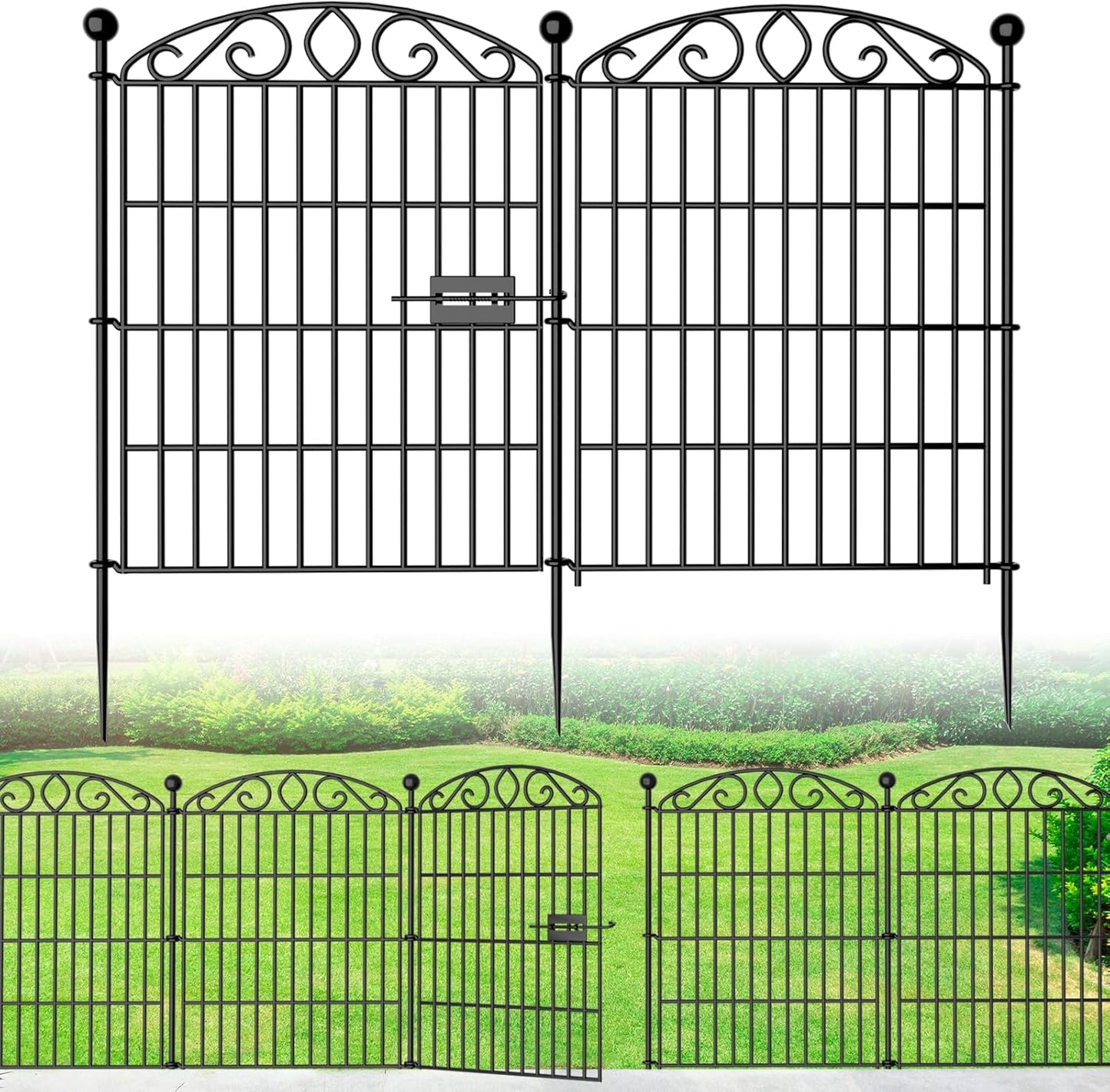 Garden Fence 12 Panel - 30in H x 23.6ft L, No Dig Rustproof Metal Tall Animal Barrier for Dogs Rabbits, Decorative Outdoor Border for Yard, Patio, and Flower Beds