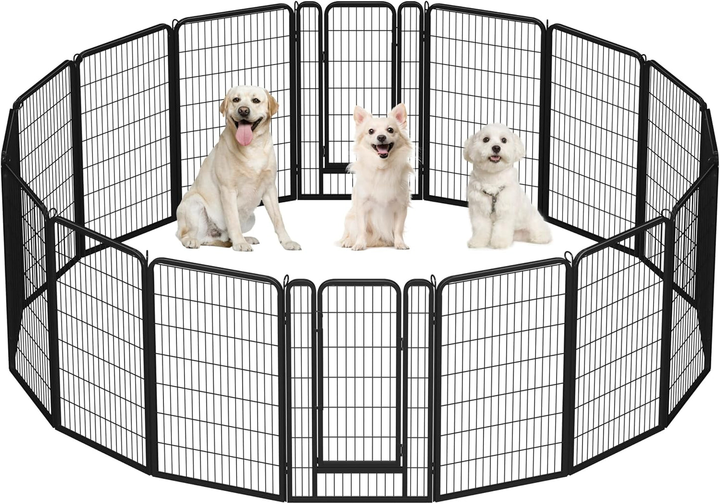 Yaheetech Dog Playpen Outdoor, 24 inch 16 Panels Dog Pen Indoor Heavy Duty Puppy Exercise Pen Metal Pet Fence for RV Camping/Yard/Garden