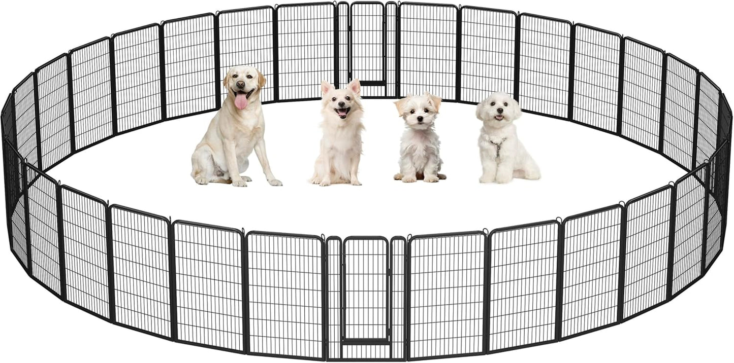 Yaheetech Dog Playpen Outdoor, 24 inch 16 Panels Dog Pen Indoor Heavy Duty Puppy Exercise Pen Metal Pet Fence for RV Camping/Yard/Garden