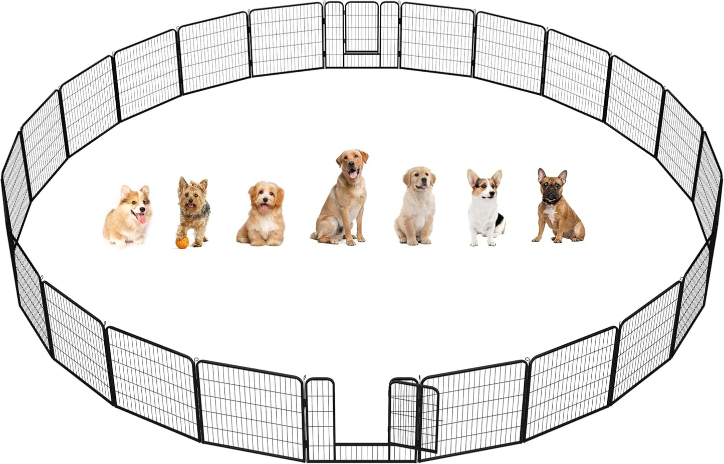 Yaheetech Dog Playpen Outdoor, 24 inch 16 Panels Dog Pen Indoor Heavy Duty Puppy Exercise Pen Metal Pet Fence for RV Camping/Yard/Garden