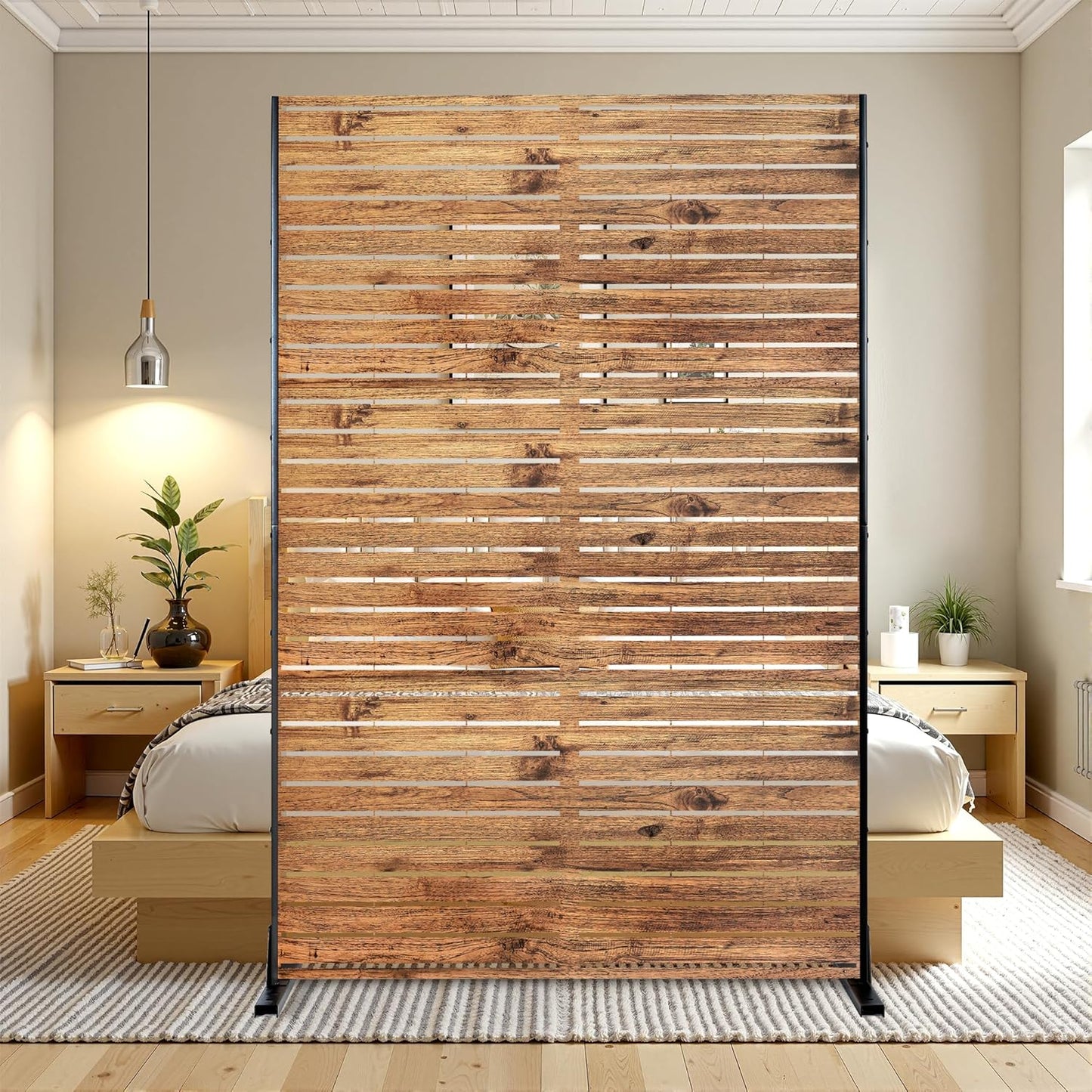 Metal Privacy Screen Outdoor Privacy Screen, Freestanding Fence Panel for Outside, 72''H×47''W, Decorative Screen Panel for Backyard/Patio/Deck