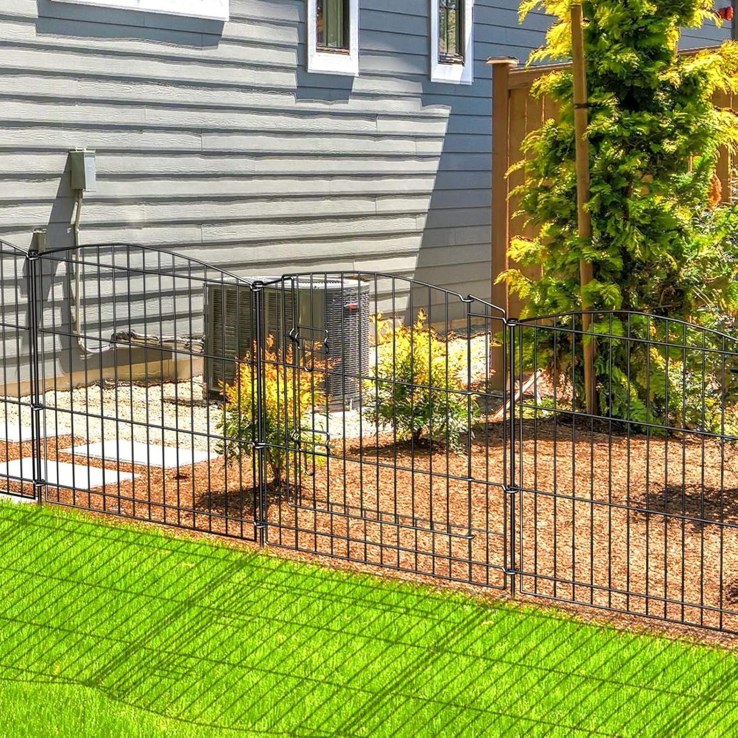 INJOPEXI Decorative Garden Fence 12 Panels 26ft (L)×36in (H) Garden Fences with 11 Panels + 1 Gate, No Dig Animal Barrier Rabbit Fencing Rustproof Metal Wire Temporary Dog Fence for Patio Outdoor Yard