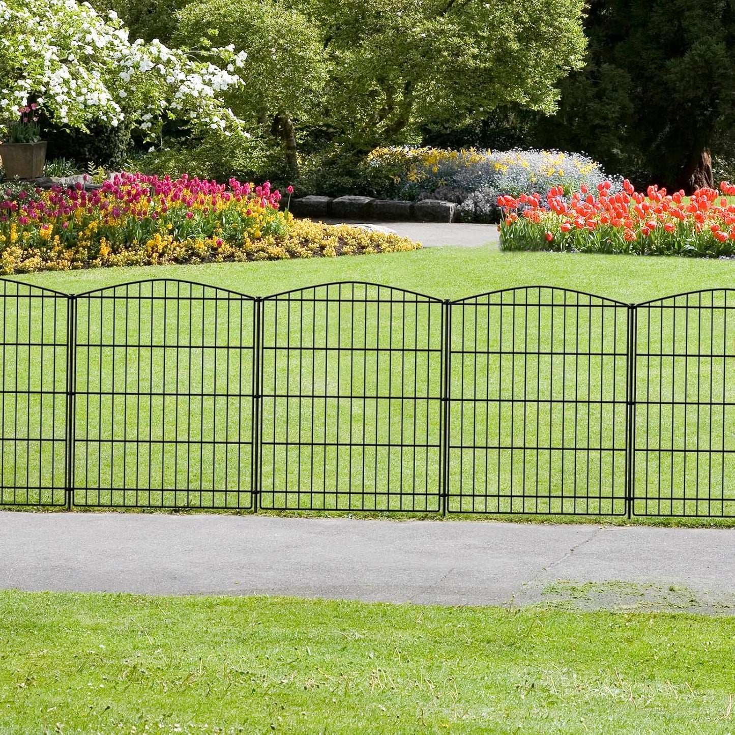 INJOPEXI Decorative Garden Fence 12 Panels 26ft (L)×36in (H) Garden Fences with 11 Panels + 1 Gate, No Dig Animal Barrier Rabbit Fencing Rustproof Metal Wire Temporary Dog Fence for Patio Outdoor Yard
