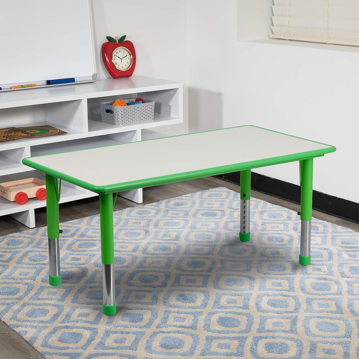 EMMA + OLIVER Adjustable Kids Activity Table for Home Use, Height-Adjustable Classroom Table for Kids, 23.625" W x 47.25" D x 14.5-23.5" H, Natural