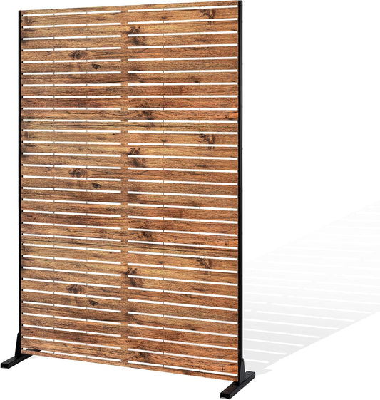 Metal Privacy Screen Outdoor Privacy Screen, Freestanding Fence Panel for Outside, 72''H×47''W, Decorative Screen Panel for Backyard/Patio/Deck