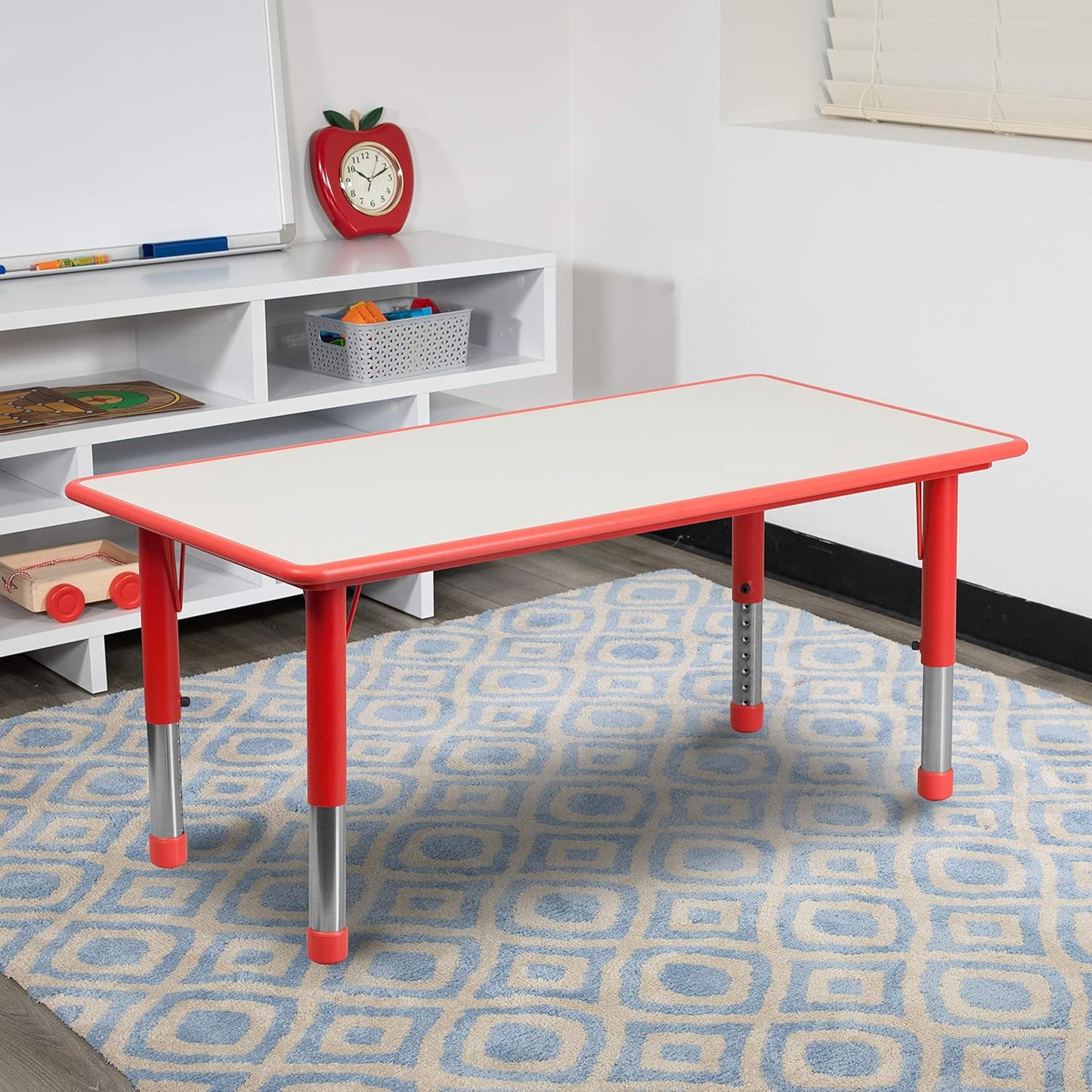 EMMA + OLIVER Adjustable Kids Activity Table for Home Use, Height-Adjustable Classroom Table for Kids, 23.625" W x 47.25" D x 14.5-23.5" H, Natural