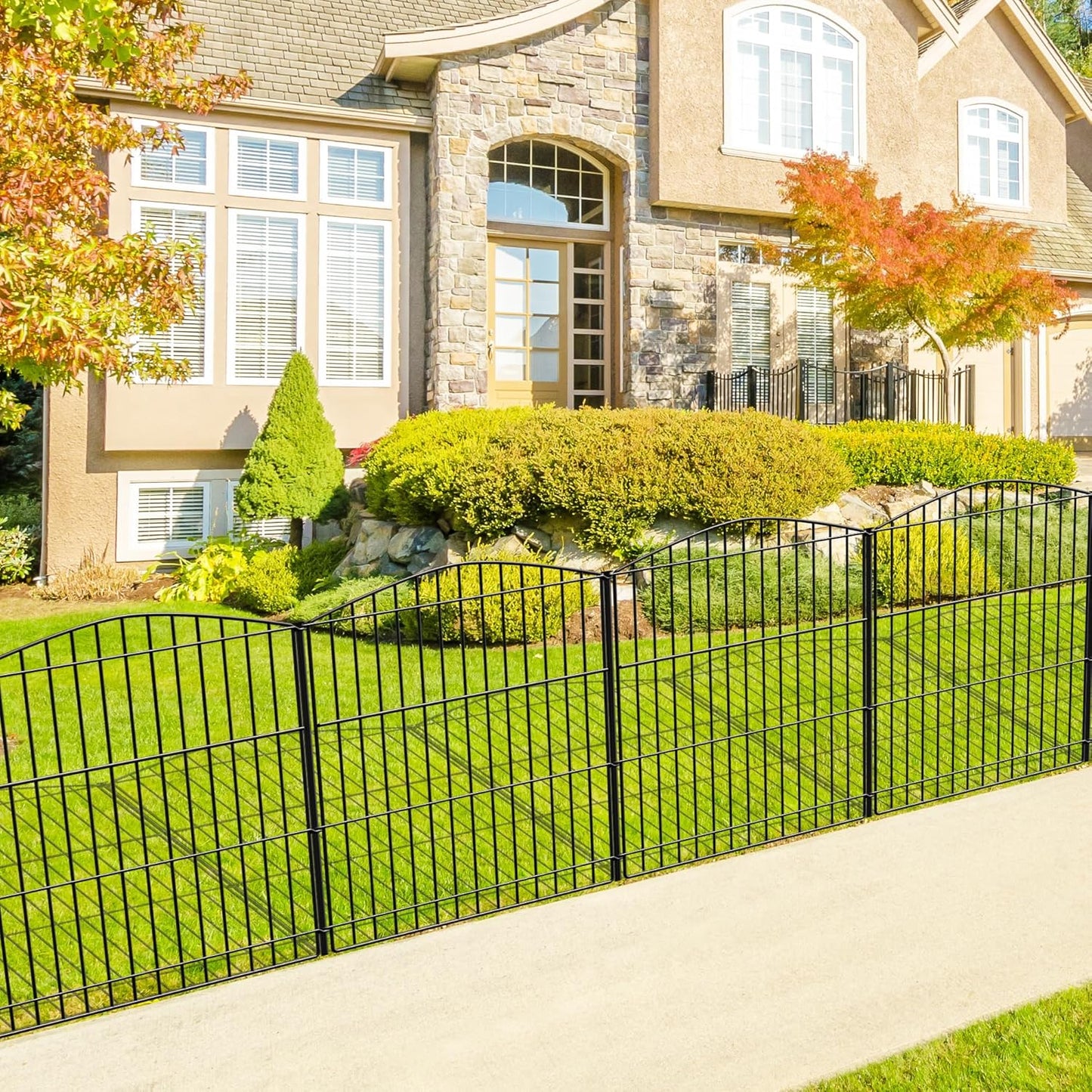 INJOPEXI Decorative Garden Fence 12 Panels 26ft (L)×36in (H) Garden Fences with 11 Panels + 1 Gate, No Dig Animal Barrier Rabbit Fencing Rustproof Metal Wire Temporary Dog Fence for Patio Outdoor Yard