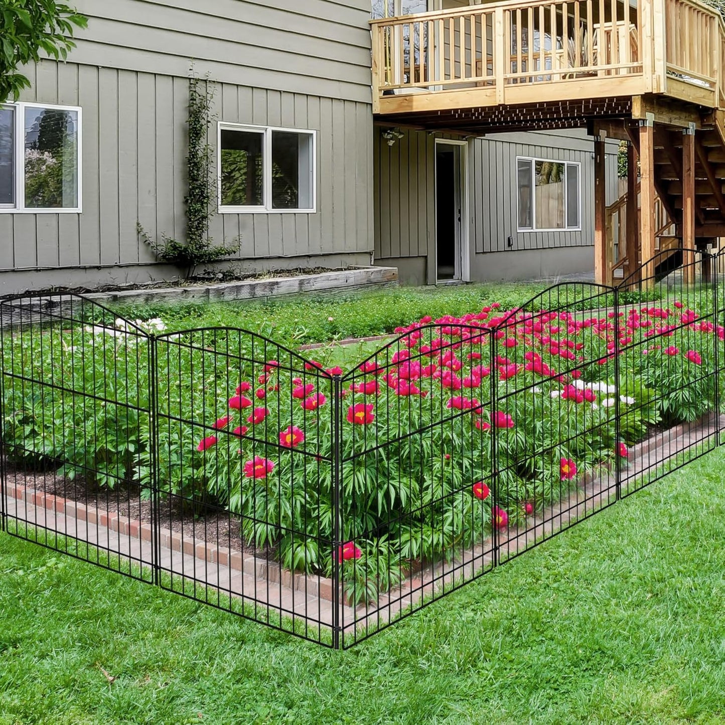 INJOPEXI Decorative Garden Fence 12 Panels 26ft (L)×36in (H) Garden Fences with 11 Panels + 1 Gate, No Dig Animal Barrier Rabbit Fencing Rustproof Metal Wire Temporary Dog Fence for Patio Outdoor Yard