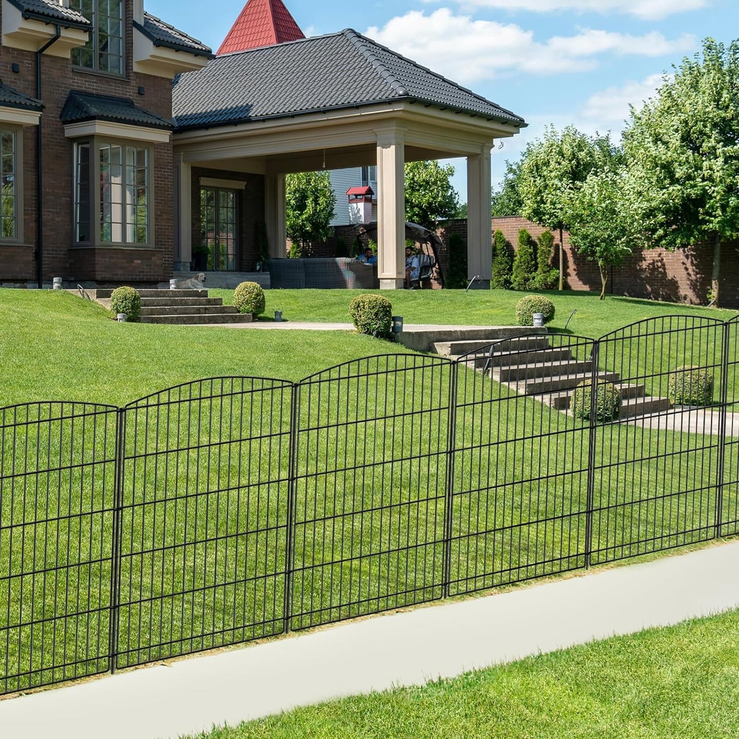 INJOPEXI Decorative Garden Fence 12 Panels 26ft (L)×36in (H) Garden Fences with 11 Panels + 1 Gate, No Dig Animal Barrier Rabbit Fencing Rustproof Metal Wire Temporary Dog Fence for Patio Outdoor Yard
