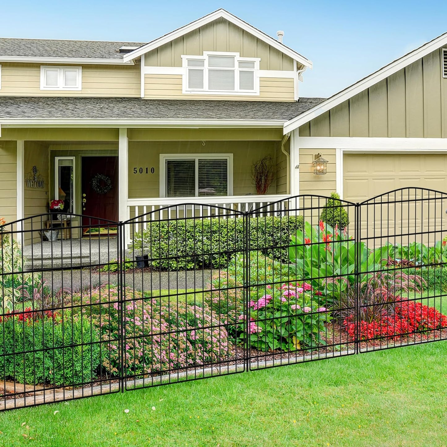 INJOPEXI Decorative Garden Fence 12 Panels 26ft (L)×36in (H) Garden Fences with 11 Panels + 1 Gate, No Dig Animal Barrier Rabbit Fencing Rustproof Metal Wire Temporary Dog Fence for Patio Outdoor Yard